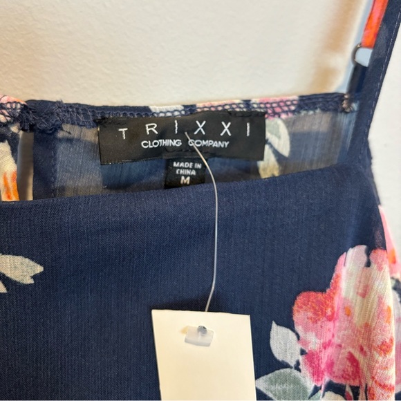 Women's Navy Blue Floral Dress with Floral Print -Francesca's Trixxi Siz… - Picture 5 of 11